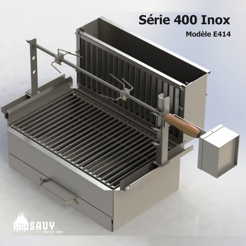 Barbecue Série 400 inox horizontal + grille réglable